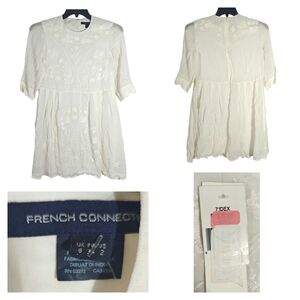 French Connection Cream Embroidered Mini Dress